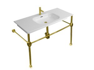 NEWARC NATURAL GOLD PEDESTAL WASHBASIN 80CM NAT A080G