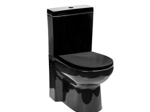 NEWARC MODERN WALL-MOUNTED BLACK TOILET 3822B + CISTERN + INNER SET + MODERN DUROPLAST BLACK COVER 7210B