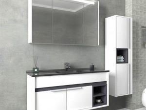 AQUANİL NAPOLI 100 CM BATHROOM CABINET WITH BLACK SINK WHITE