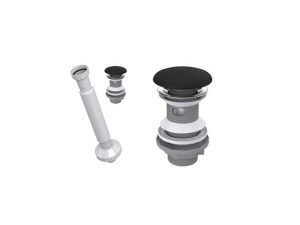 ELİXİR POP UP SIPHON CERAMIC HEAD MATTE BLACK AND BELLOWS DRAIN PIPE WITH OVERFLOW HOLE