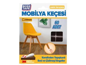 BOSS TAPE ADHESIVE FURNITURE FELT 20 MM COFFEE SQUARE 60 PCS