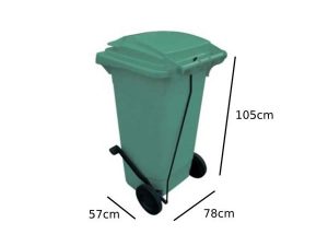 240 LT WHEELED GARBAGE CONTAINER PEDAL RED CTK-3008 | 240 LT TEKERLEKLİ ÇÖP KONTEYNERİ PEDALI KIRMIZI CTK-3008