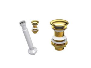 ELİXİR POP UP SIPHON CERAMIC HEAD WITH GOLD AND BELLOWS DRAIN PIPE WITHOUT OVERFLOW HOLE