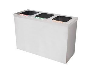 MAXİFLOW 3 COMPARTMENT STAINLESS RECYCLING WASTE BIN SQUARE LID 32552