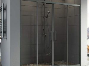 AQUANİL LAREKS 6MM FRONT FACADE BLACK ANODIZED TRANSPARENT GLASS CABIN 150CM 175CM | AQUANİL LAREKS 6MM ÖN CEPHE SİYAH ELOKSAL ŞEFFAF CAM KABİN 150CM 175CM