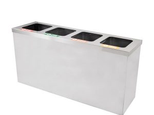 MAXİFLOW 4 COMPARTMENT STAINLESS RECYCLING WASTE BIN SQUARE LID 32553