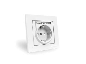 MUTLUSAN RİTA 2-PIECE USB OUTLET GROUNDED SOCKET WITH WHITE FRAME