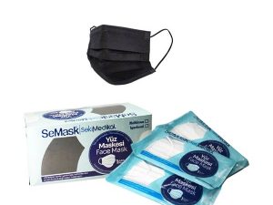 SEMASK FULL ULTRASONIC MELTBLOWN WIRE SURGICAL FACE MASK SINGLE PACK 25 PIECES BLACK | SEMASK TAM ULTRASONİK ERİYİK ÜFLEYİCİ TEL CERRAHİ YÜZ MASKESİ TEK PAKET 25 PARÇA SİYAH