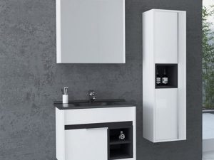 AQUANİL NAPOLI 65 CM BATHROOM CABINET WITH BLACK SINK WHITE