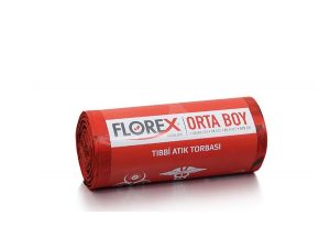 FLOREX 532 MEDICAL WASTE PRINTED MEDIUM RED GARBAGE BAG 55X60CM 10 ROLLS 1 ROLL 25 PIECES