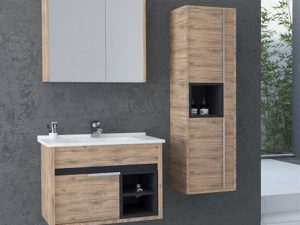 AQUANİL NAPOLI 85 CM WHITE BATHROOM CABINET WITH SINK DORADO