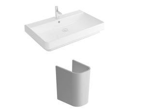 NEWARC PLEXEL HALF PEDESTAL WASHBASIN 65X46X6.5 CM 502065+ COMPACT WASHBASIN FOOT COM A012 | NEWARC PLEXEL YARIM AYAKLI LAVABO 65X46X6,5 CM 502065+ KOMPAKT LAVABO AYAĞI COM A012