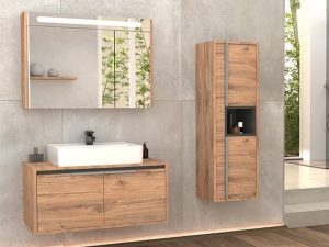 AQUANİL CAMARO 80 CM WHITE BATHROOM CABINET WITH SINK DORADO