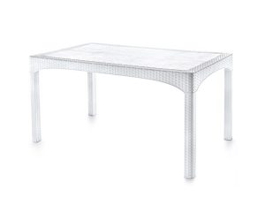 BREZZA 2587 RATTAN TABLE 90X150X76 CM WHITE | BREZZA 2587 RATTAN MASA 90X150X76 CM BEYAZ
