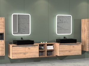 AQUANİL CAMARO 225 CM BLACK BATHROOM CABINET WITH SINK DORADO