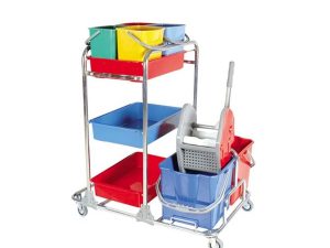 NEMKAR FLOOR SERVICE TROLLEY DOUBLE BUCKET CHROME KHA-3104