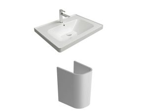 NEWARC NEWLİNE HALF PEDESTAL WASHBASIN 65X45X4,5 CM NEW L 065+ COMPACT WASHBASIN FOOT COM A012