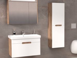 AQUANİL OLİMPİA 80 CM BATHROOM CABINET MIRRORED LED CABINET DORADO/WHITE