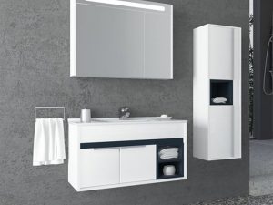 AQUANİL NAPOLI 100 CM WHITE BATHROOM CABINET WITH WHITE WASHBASIN WHITE
