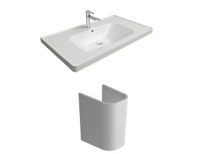NEWARC NEWLİNE HALF PEDESTAL WASHBASIN 100X45X4,5 CM NEW L 100+ COMPACT WASHBASIN FOOT COM A012