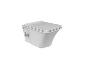 TURQUOISE CERASTLYE İBİZA RİMLESS HANGING TOILET WITH INTEGRATED INTERMEDIATE FAUCET + SLOW CLOSING LID SET001004 COLD WATER