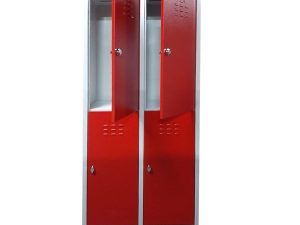 USTA STEEL WARDROBE METAL 4-DOOR 66X37X198 U-E04 GRAY BODY-RED DOOR