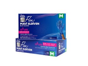 REFLEX FLEX POWDER FREE GLOVES BLUE M SIZE NEW GENERATION HYBRID TECHNOLOGY 100 PACK