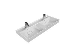 TURQUOISE CERASTYLE SHARP WASHBASIN 120X48CM 037700-U DOUBLE BOWL, DOUBLE FAUCET HOLE | TURKUAZ CERASTYLE KESKİN LAVABO 120X48CM 037700-U ÇİFT KASE, ÇİFT MUSLUK DELİĞİ