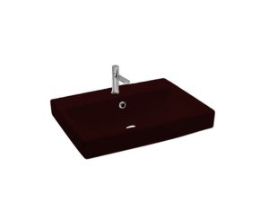 NEWARC AQUATIC COUNTERTOP FAUCET SINK WITH HOLE GLOSSY BLACK 60X44X8CM 5022B