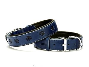 DOGGİE COMFORT LEATHER PAW PRINT DOG NECK COLLAR BLUE 3X42-50CM SBT3036MROYALBLUE