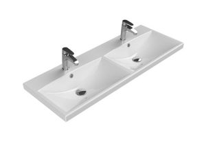TURQUOISE CERASTYLE ELITE WASHBASIN 120X45 CM 032500-U DOUBLE BOWL, DOUBLE FAUCET HOLE