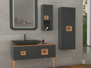 AQUANİL ZÜRİH 100 CM ANTHRACITE BATHROOM CABINET WITH ANTHRACITE SINK ANTHRACITE | AQUANİL ZÜRİH 100 CM ANTHRACITE BATHROOM CABINET WITH ANTHRACITE SINK ANTHRACITE