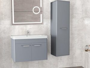 AQUANİL MAUNA 80 CM BATHROOM CABINET LENTICULAR LED MIRROR GRAY