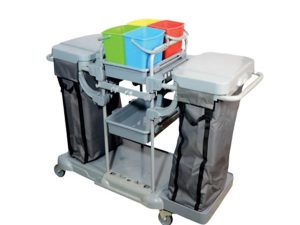HOUSEKEEPING TROLLEY DOUBLE CANVAS PLASTIC KHA 3302