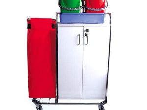 NEMKAR FLOOR SERVICE TROLLEY SINGLE CANVAS CHROME WITH CUPBOARD KHA-3203