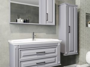 AQUANİL MOSKOVA 100 CM BATHROOM CABINET MIRRORED TOP CABINET GRAY | AQUANİL MOSKOVA 100 CM BANYO DOLABI AYNALI ÜST DOLAP GRİ