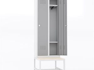 USTA STEEL WARDROBE WITH METAL BENCH SEAT NARROW TYPE 2 DOORS U-D02-BNK | USTA ÇELİK GARDIROP METAL BANKLI DAR TİP 2 KAPILI U-D02-BNK