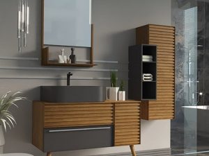 AQUANİL ZELENA 100 CM BATHROOM CABINET ANTHRACITE / OAK