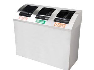 MAXİFLOW 3 COMPARTMENT STAINLESS RECYCLING WASTE BIN OVAL LID 32550