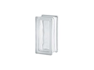 WAVE PATTERNED TRANSPARENT GLASS BRICK 19X9X8 CM