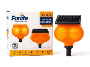 FORLİFE 20W SOLAR DELINATOR COMPATIBLE FLASHING YELLOW WARNING LIGHT FL-3277
