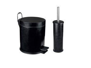 MAXİFLOW STANDARD WASTE BIN + WC BRUSH SET OF 2 BLACK 26445 | MAXİFLOW STANDART ÇÖP KUTUSU + TUVALET FIRÇASI 2'Lİ SETİ SİYAH 26445