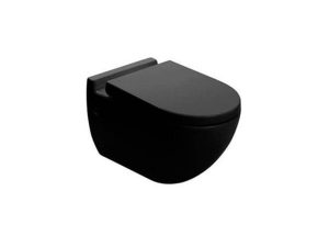 NEWARC MODERN WALL HUNG TOILET GLOSSY BLACK 3823B + MODERN SLIM BLACK LID 7201B | NEWARC MODERN DUVAR ASKI TUVALET PARLAK SİYAH 3823B + MODERN İNCE SİYAH KAPAK 7201B