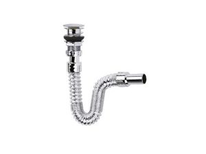 CHROME PLATED POP-UP ODOR STOPPER WITH BELLOWS SINK FAUCET