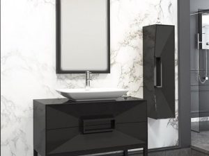 AQUANİL OMENTE 100 CM BATHROOM CABINET BLACK | AQUANİL OMENTE 100 CM BANYO DOLABI SİYAH