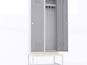 USTA STEEL WARDROBE WITH METAL BENCH SEAT 2 DOORS U-S02-BNK GRAY BODY-GRAY DOOR
