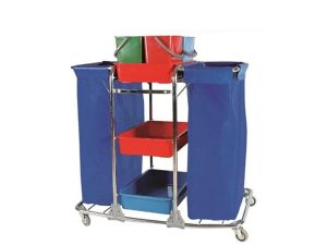 NEMKAR FLOOR SERVICE TROLLEY DOUBLE CANVAS CHROME KHA-3102