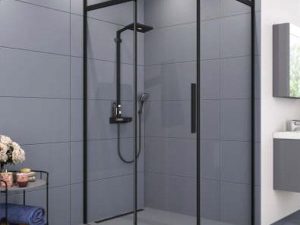 AQUANİL GAMMA 6MM RECTANGULAR BLACK ANODIZED TRANSPARENT GLASS SHOWER CABIN 80X120CM | AQUANİL GAMMA 6MM DİKDÖRTGEN SİYAH ELOKSALLI ŞEFFAF CAM DUŞ KABİNİ 80X120CM