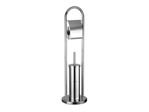 MAXİFLOW FOOTED CHROME BRUSH SET WITH STAINLESS PAPER HOLDER SS430 13398 | MAXİFLOW AYAKLI KROM FIRÇA SETİ PASLANMAZ KAĞIT TUTUCULU SS430 13398