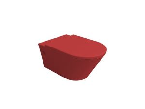 NEWARC IDEA WALL HUNG TOILET BRIGHT RED 3825R + MODERN DUROPLAST RED LID 7210R | NEWARC IDEA DUVARA ASILI TUVALET PARLAK KIRMIZI 3825R + MODERN DUROPLAST KIRMIZI KAPAK 7210R